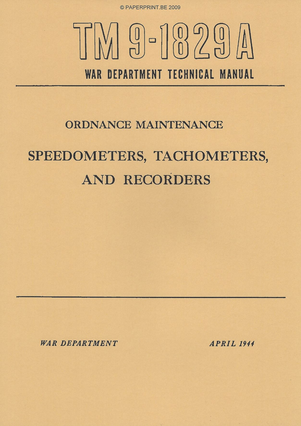 TM 9-1829A US SPEEDOMETERS, TACHOMETERS, AND RECORDERS